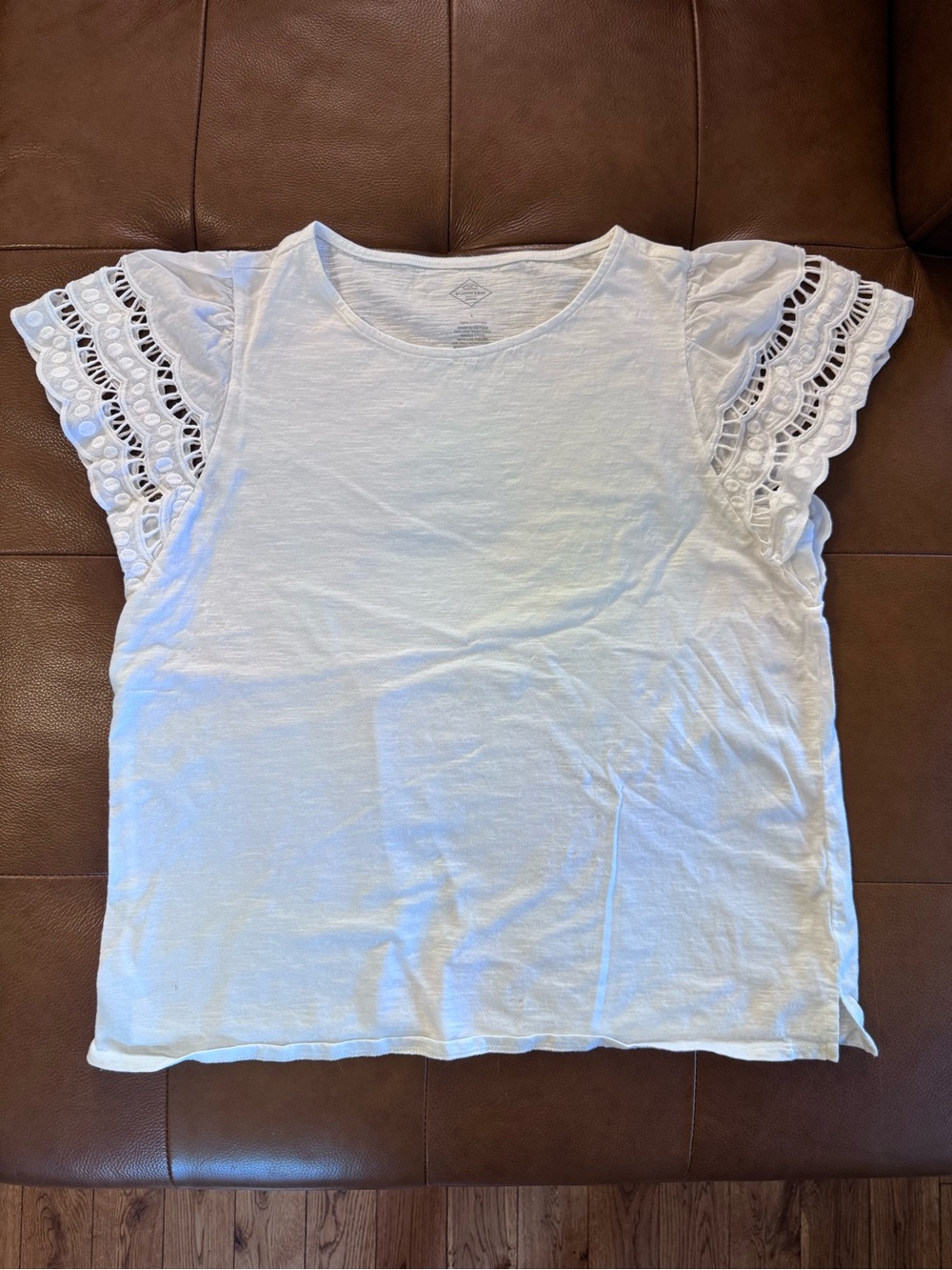 St. John's Bay White Eyelet Flutter Sleeve Top